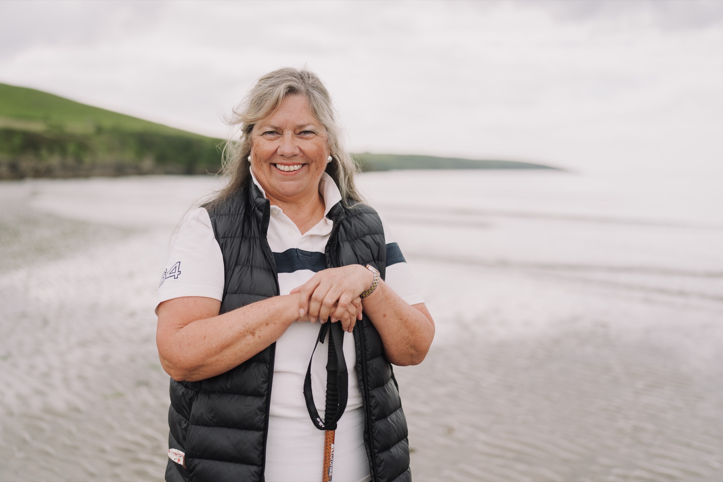Gail guiding at a Cornish castle